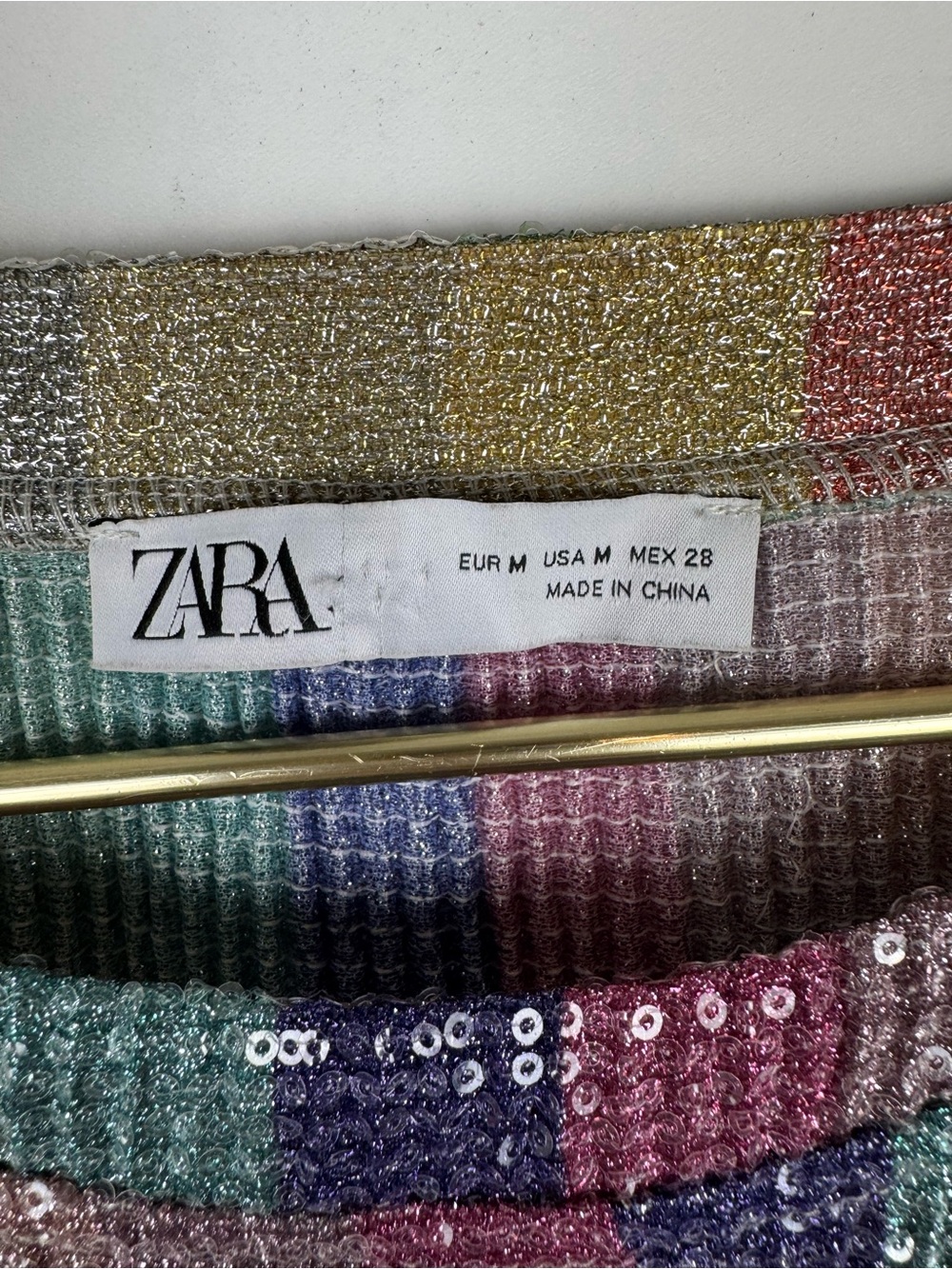 Zara Sz M Rainbow Stripe Sparkly Sequin Midi Dress Bloggers Fav Festival Disco - Picture 9 of 13